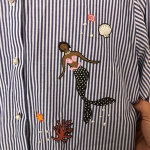 Zara striped blouse with mermaid and pearl detail